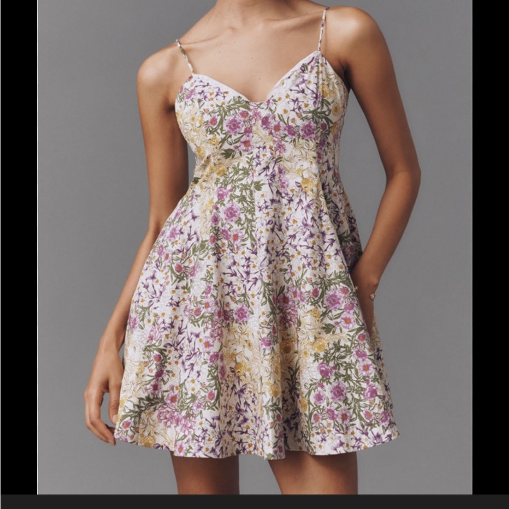 NWT Anthropologie Maeve Lace-Trim Sweetheart Mini Dress